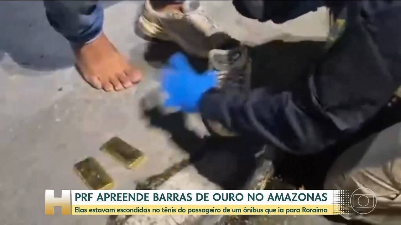 PRF prende passageiro com 4 kg de ouro escondidos em tênis na BR-174 em Manaus