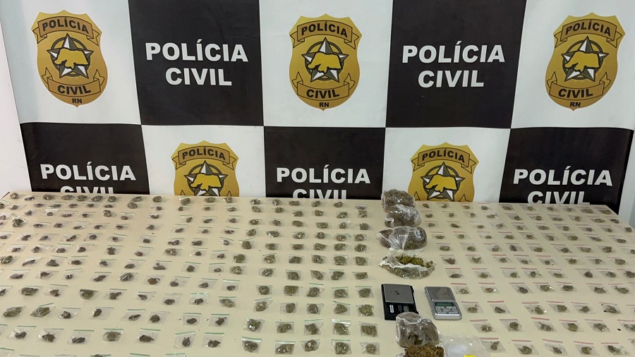Polícia Civil apreende centenas de porções de drogas em imóvel de Parnamirim