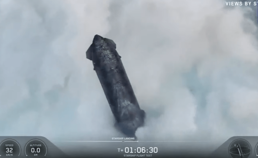 SpaceX realiza pouso controlado da Starship no oceano após voo de teste