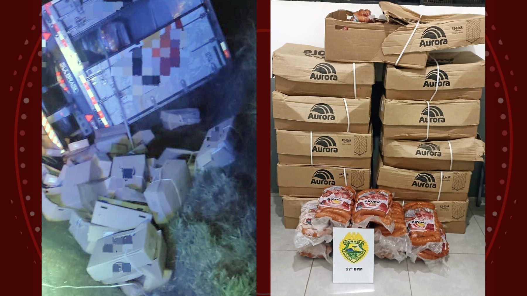 Polícia Rodoviária Estadual apreende 320 kg de alimentos saqueados no Paraná