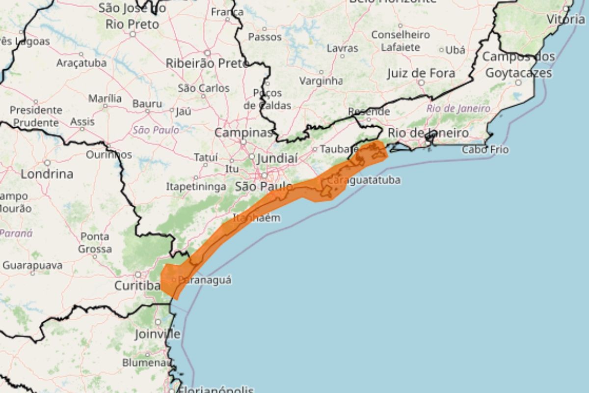 Inmet emite alerta de perigo para ventos fortes no Litoral Norte de SP